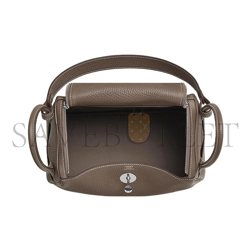 H**mes MASTER LINDY 26 CLEMENCE ÉTOUPE PALLADIUM HARDWARE (26*18*12cm)
